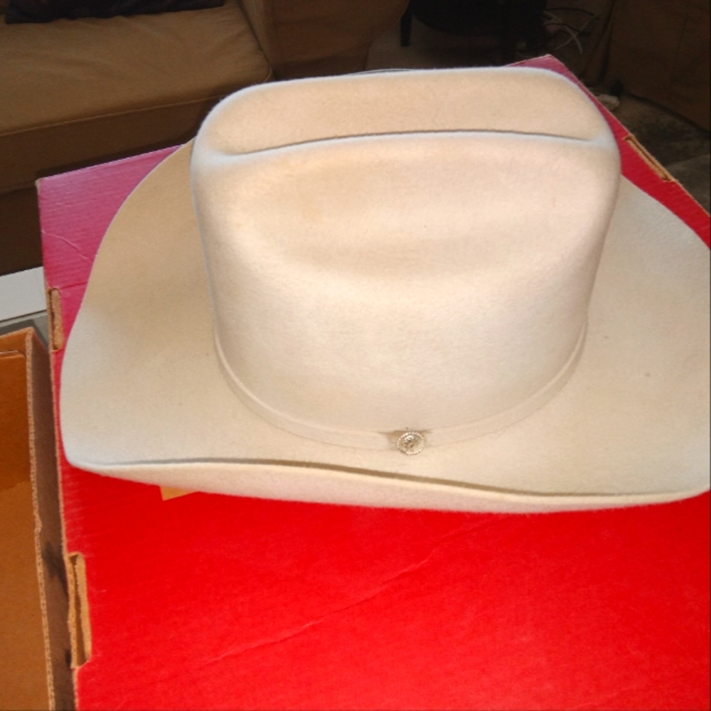 Stetson President Classic Cream Felt Cowboy Hat Size 6 7/8
